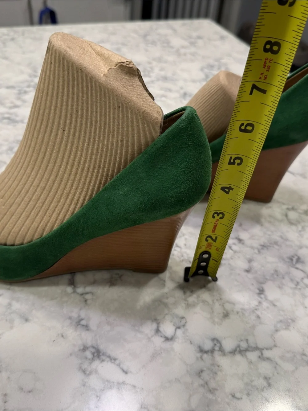 Talbots Emerald Green Peep-Toe Wedge Heels